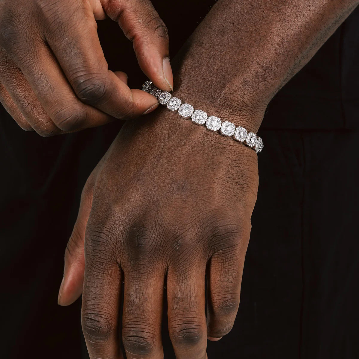 7mm Diamond Cluster Tennis Bracelet